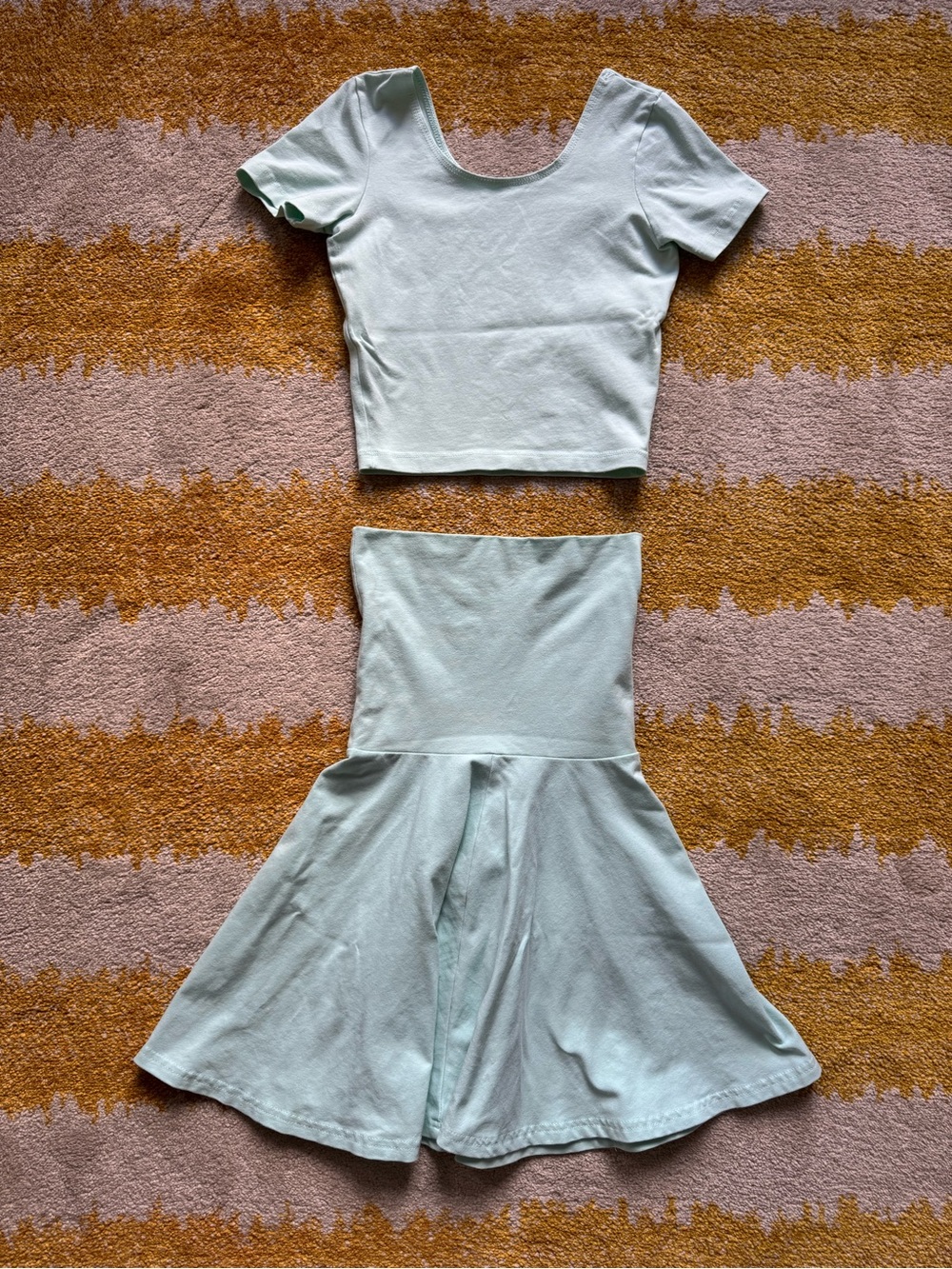American Apparel Mint Green Menthe Set High Waisted Skirt (S) and Crop Top (XS)